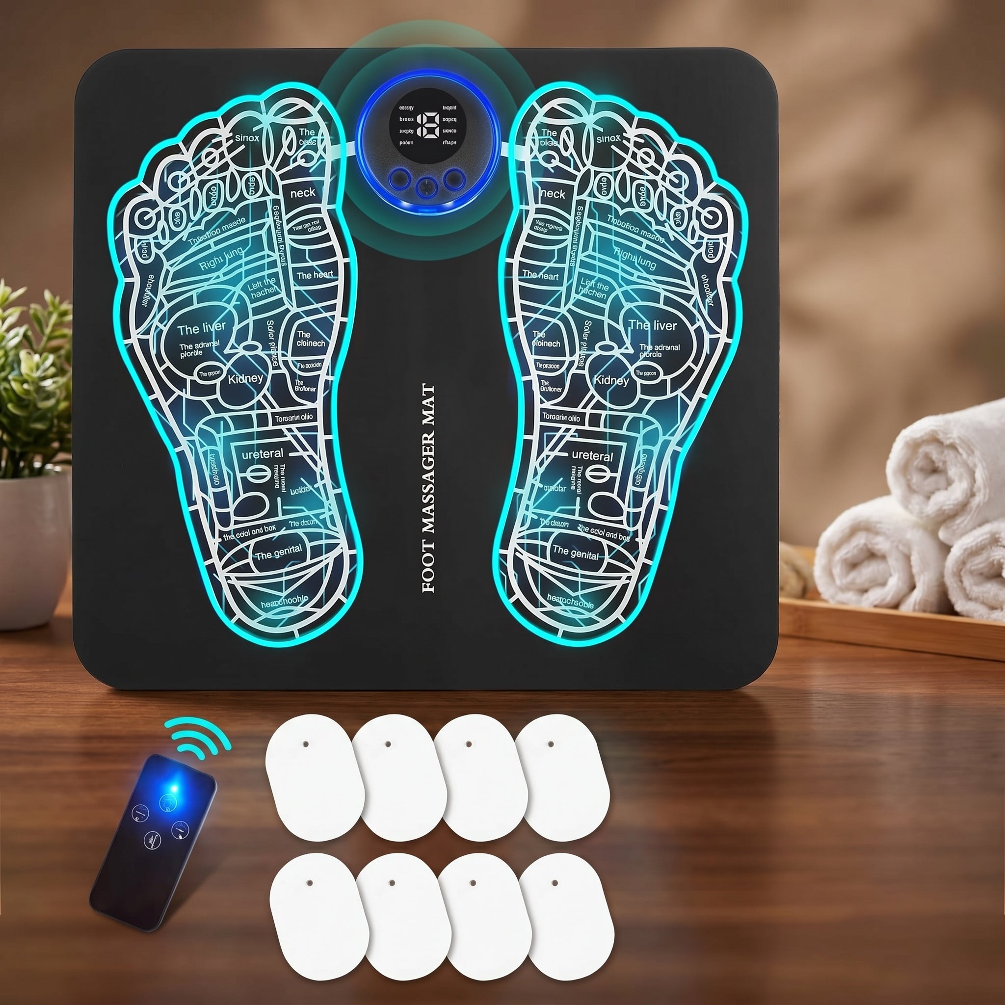 EMS Foot Massager Mat with Remote Control - Muscle Relaxation Back & Leg Foot Massage TENS (Mode:KTR-2492)